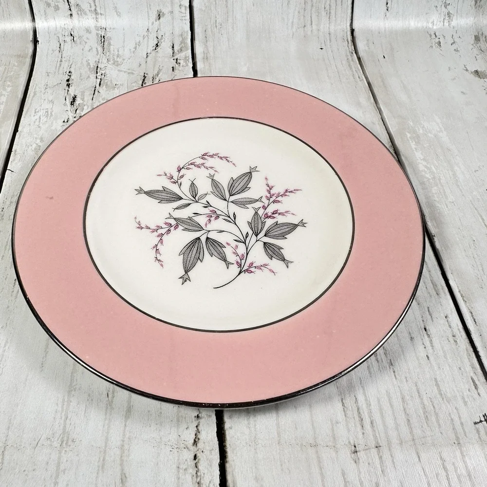 Homer Laughlin Barclay Cavelier Eggshell‎ Pattern BREAD  Plate 6 1/4 Inch Pink